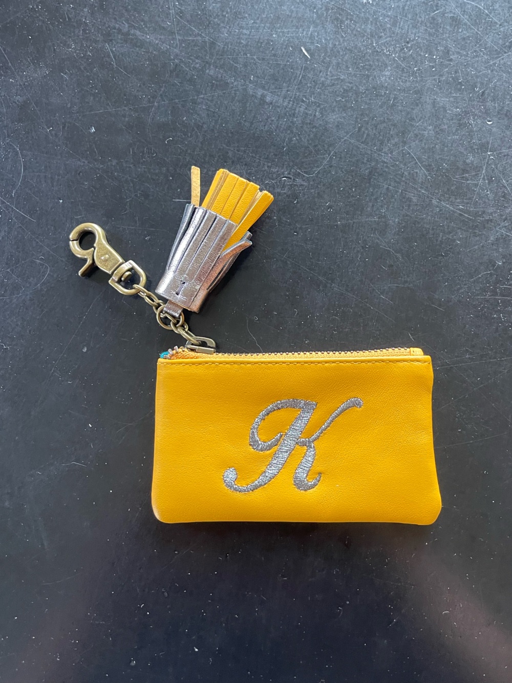 Anthropologie Miss Albright Tasseled Monogram Coin Pouch
